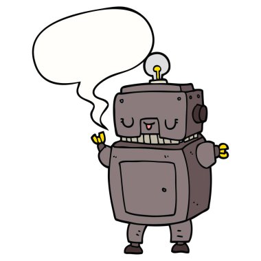 karikatür robot ve konuşma balonu