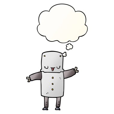 karikatür robot ve pürüzsüz degrade tarzında düşünce kabarcık
