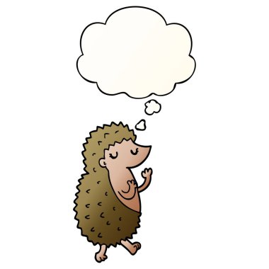 karikatür kirpi ve pürüzsüz degrade tarzında düşünce balonu