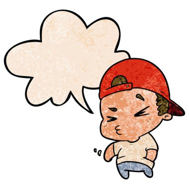 retro doku tarzında karikatür serin çocuk ve konuşma balonu
