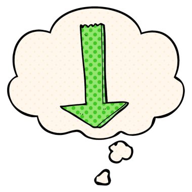 çizgi film işaret ok ve çizgi roman tarzında düşünce balonu