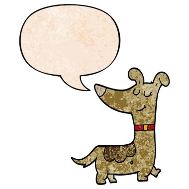 retro doku tarzında karikatür köpek ve konuşma balonu