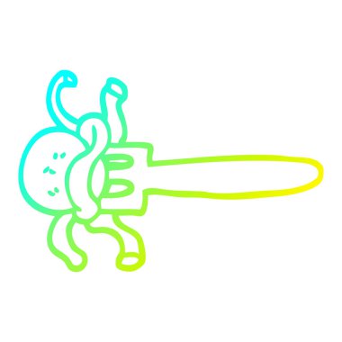 çatal üzerinde karikatür köfte çizim soğuk degrade çizgi çizim