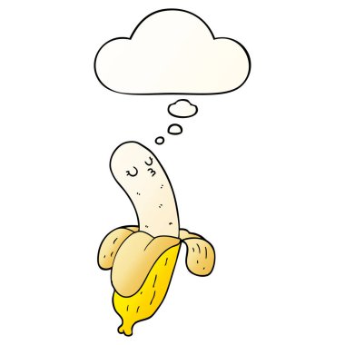 çizgi film muz ve pürüzsüz degrade tarzında düşünce balonu