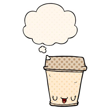 çizgi film kahve fincanı ve çizgi roman tarzında düşünce balonu
