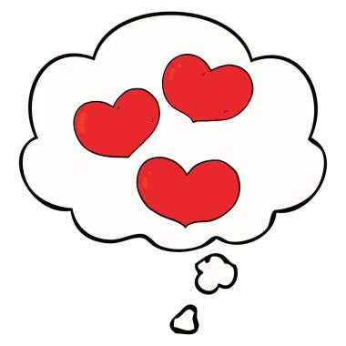 çizgi film aşk kalpleri ve düşünce balonu