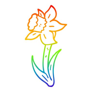 gökkuşağı gradyan çizgi çizim karikatür nergis