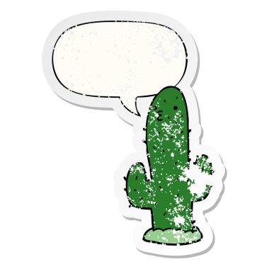 karikatür kaktüs ve konuşma balonu sıkıntılı etiket