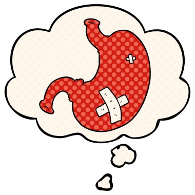 çizgi film mide ve çizgi roman tarzında düşünce balonu