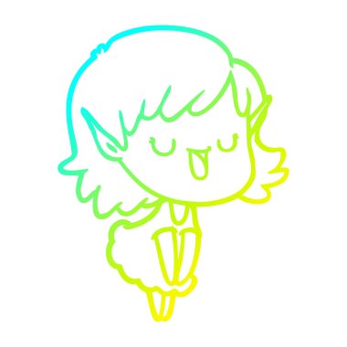 soğuk degrade çizgi çizim karikatür elf kız