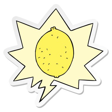 karikatür limon ve konuşma kabarcık etiket