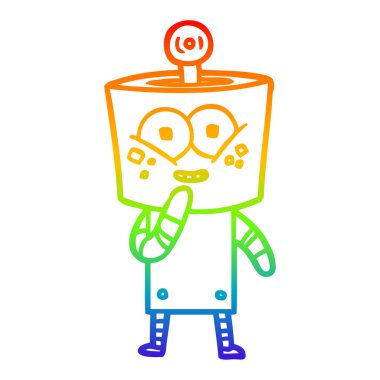 gökkuşağı gradyan çizgi çizim mutlu karikatür robot kıkırdayan