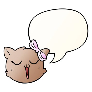 düzgün degrade tarzında karikatür kedi yüz ve konuşma balonu