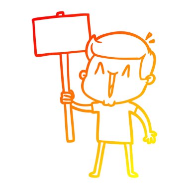 sıcak degrade çizgi çizim karikatür heyecanlı adam