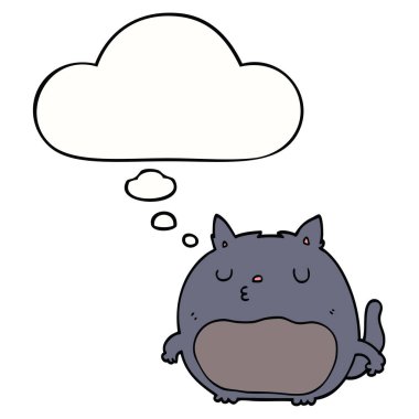 karikatür kedi ve düşünce balonu