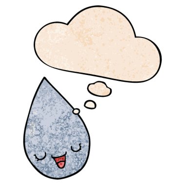 karikatür yağmur damlası ve grunge doku desen st düşünce balonu