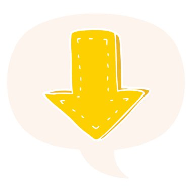 retro tarzında karikatür işaret ok ve konuşma balonu