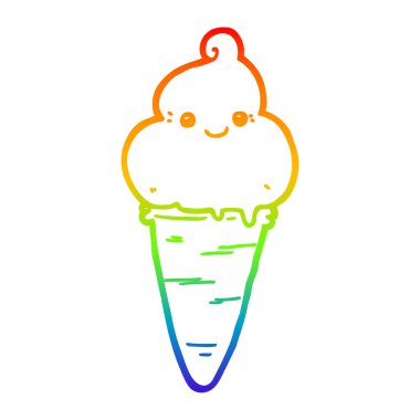 gökkuşağı degrade çizgi çizim karikatür dondurma