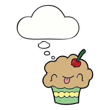 karikatür cupcake ve düşünce balonu