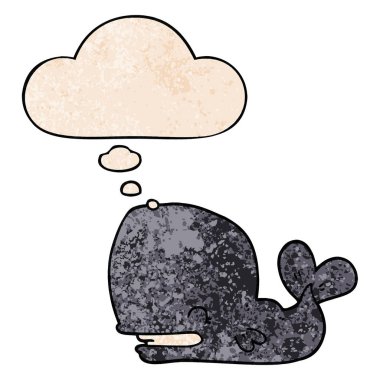 karikatür balina ve grunge doku desen tarzında düşünce balonu