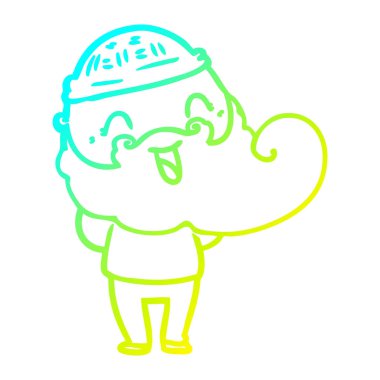 soğuk degrade çizgi çizim mutlu sakallı adam