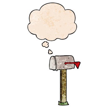 karikatür posta kutusu ve grunge doku desen sty düşünce balonu