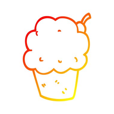 sıcak degrade çizgi çizim karikatür cupcake