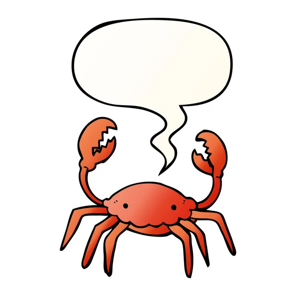 Crabe de bande dessinée et bulle d'expression dans le style de dégradé lisse — Image vectorielle