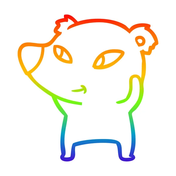 Rainbow gradient ligne dessin mignon dessin animé ours — Image vectorielle