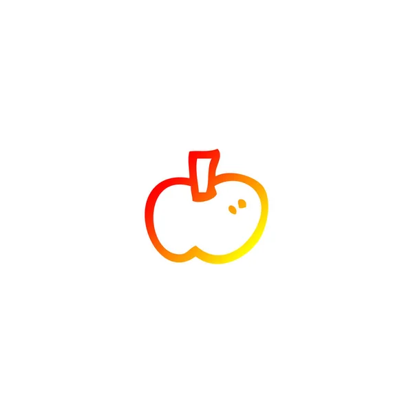 暖かいグラデーションライン描画漫画リンゴのシンボル — ストックベクタ