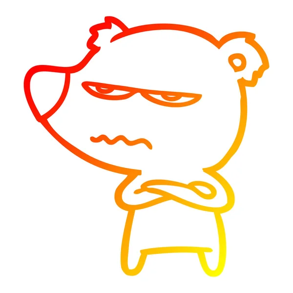 Ligne gradient chaud dessin ours en colère dessin animé — Image vectorielle