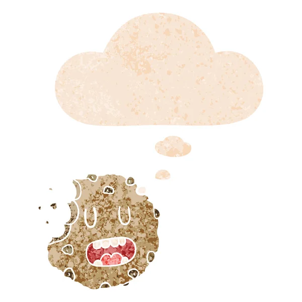 Biscuit de dessin animé et bulle de pensée dans un style texturé rétro — Image vectorielle