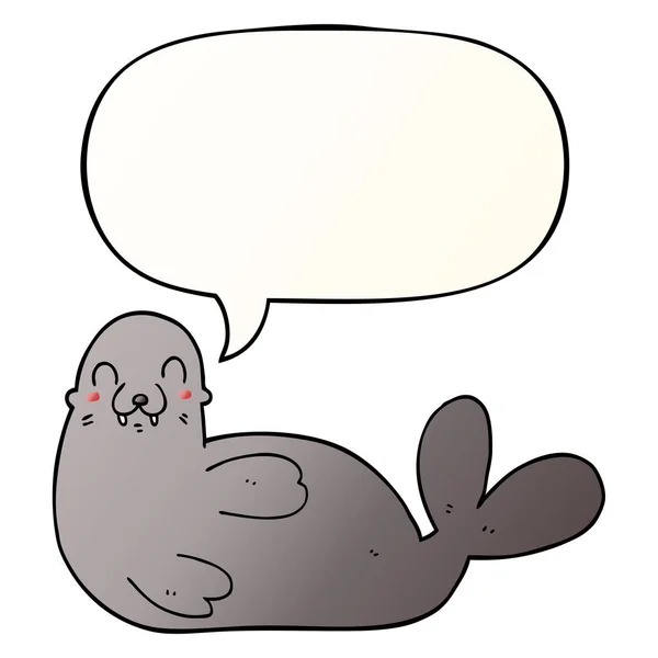 Cartoon seal and speech bubble in smooth gradient style — Stock Vector