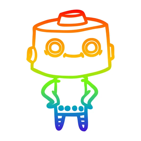 Rainbow gradient line drawing cartoon robot — Stock Vector