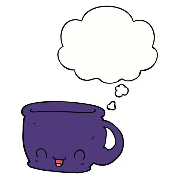 Taza de dibujos animados de café y burbuja de pensamiento — Vector de stock