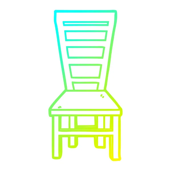 Línea de gradiente frío dibujo viejo silla de madera de dibujos animados — Vector de stock