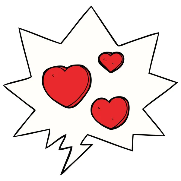 Cartoon Liebe Herzen und Sprechblase — Stockvektor