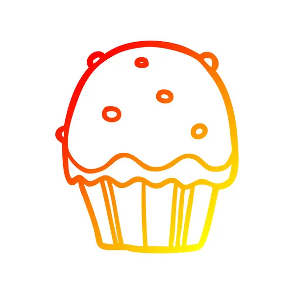 Linea gradiente caldo disegno cartone animato cupcake — Vettoriale Stock