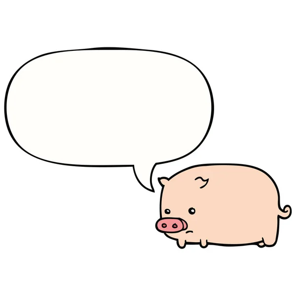 Cute cartoon pig and speech bubble — Stock Vector