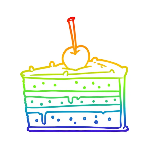 Rainbow gradient ligne dessin gâteau au chocolat savoureux — Image vectorielle