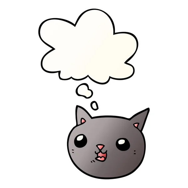 Desenho animado gato e pensamento bolha em estilo gradiente suave —  Vetores de Stock