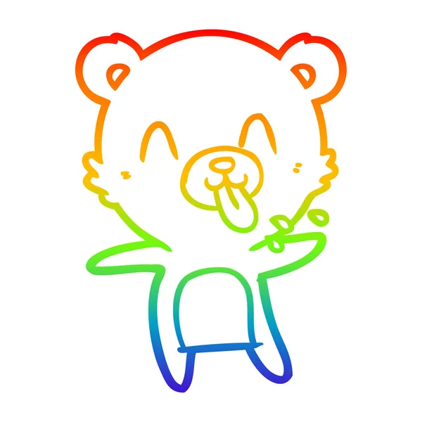 Arco iris gradiente línea dibujo grosero dibujos animados oso polar pegando o — Vector de stock