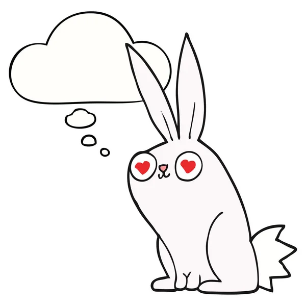 Cartoon bunny rabbit in liefde en gedachte Bubble — Stockvector