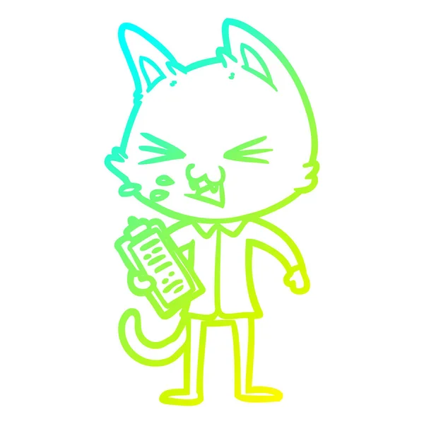 Soğuk degrade çizgi çizim karikatür satıcı kedi çınlama — Stok Vektör