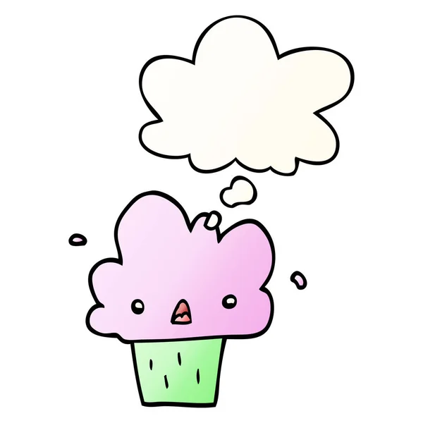 Cartoon-Cupcake und Gedankenblase im sanften Gradienten-Stil — Stockvektor