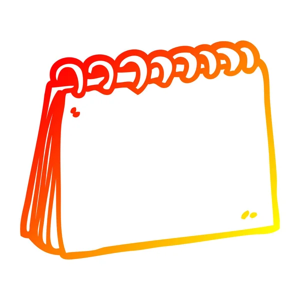 Caliente gradiente línea dibujo dibujos animados calendario en blanco — Vector de stock