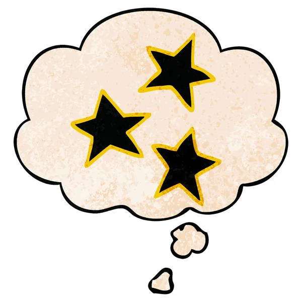 çizgi film yıldızları ve grunge doku desen tarzında düşünce balonu