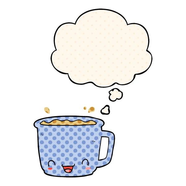 漫画风格的卡通咖啡杯和思想泡泡 — 图库矢量图片