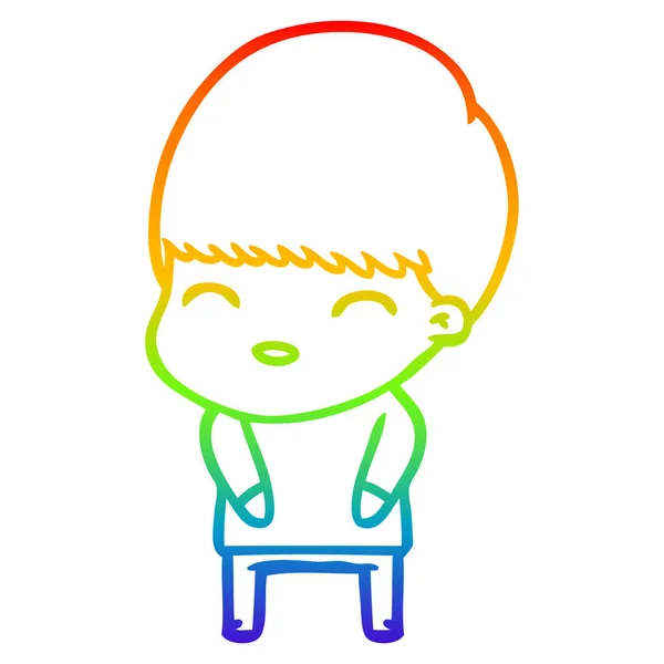 Rainbow gradient ligne dessin heureux dessin animé garçon — Image vectorielle