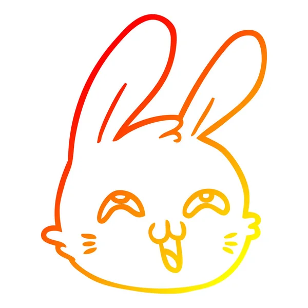 Varm gradient linje ritning tecknad lycklig kanin ansikte — Stock vektor
